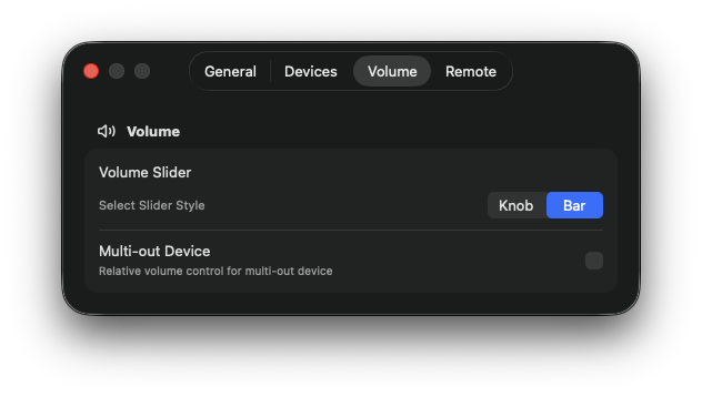 Audio Selector Volume Controls settings