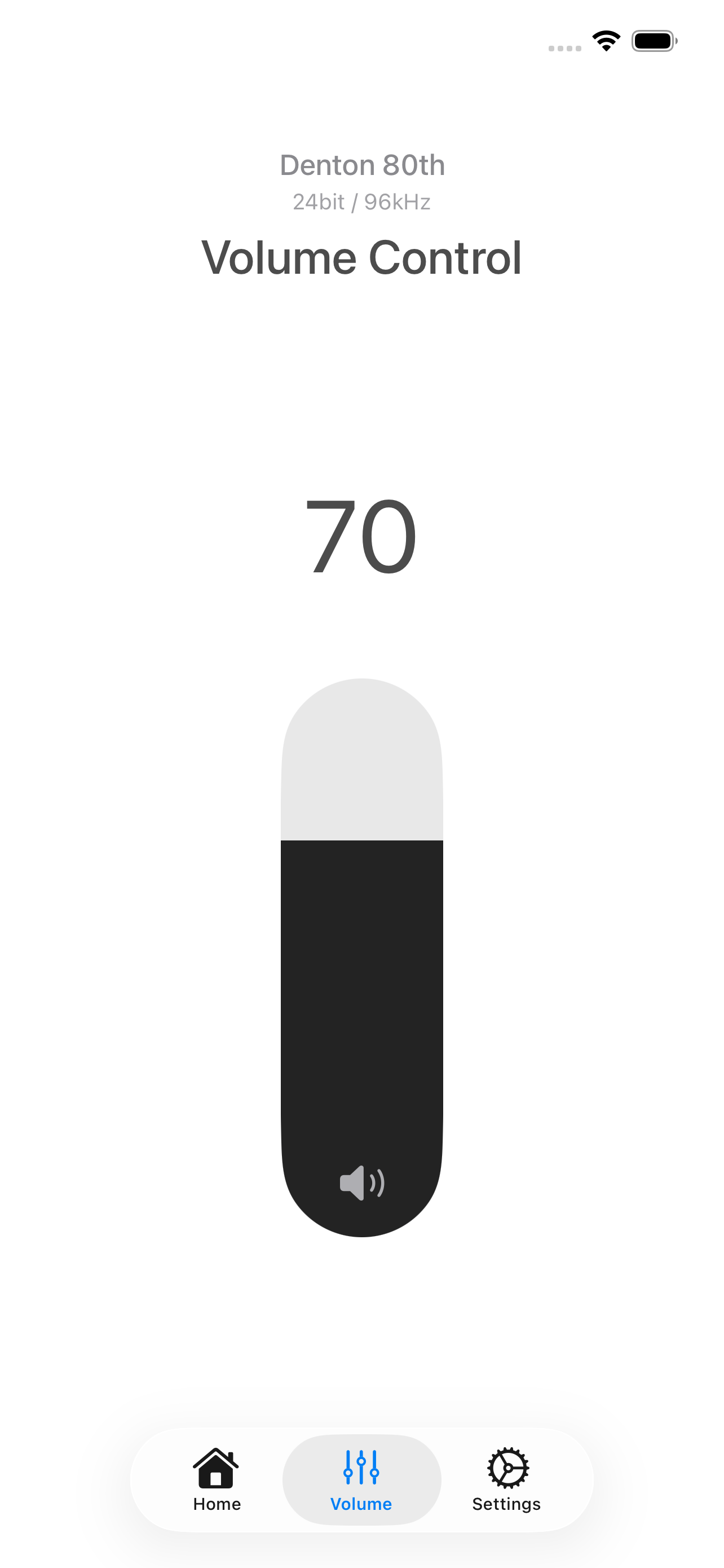 Audio Selector Remote app volume control screen